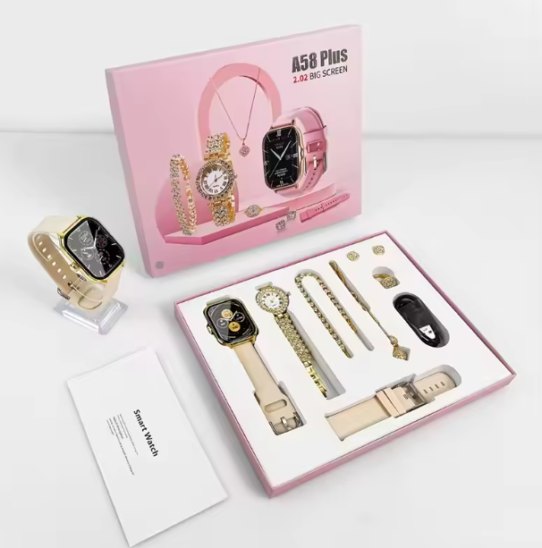 Coffret Montre Intelligente de Luxe A58 Plus avec Bracelet Connecté et Suivi d'Activité