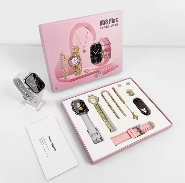 Coffret Montre Intelligente de Luxe A58 Plus avec Bracelet Connecté et Suivi d'Activité