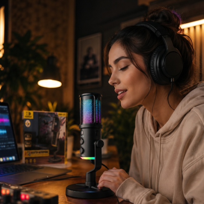 Microphone de Bureau RGB  – Son Studio Professionnel