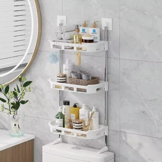 Étagère de Rangement Salle de Bain 3 Niveaux