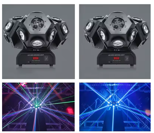 🎛️ Projecteur de Scène à Trois Têtes RGBW 3 en 1 Laser LED