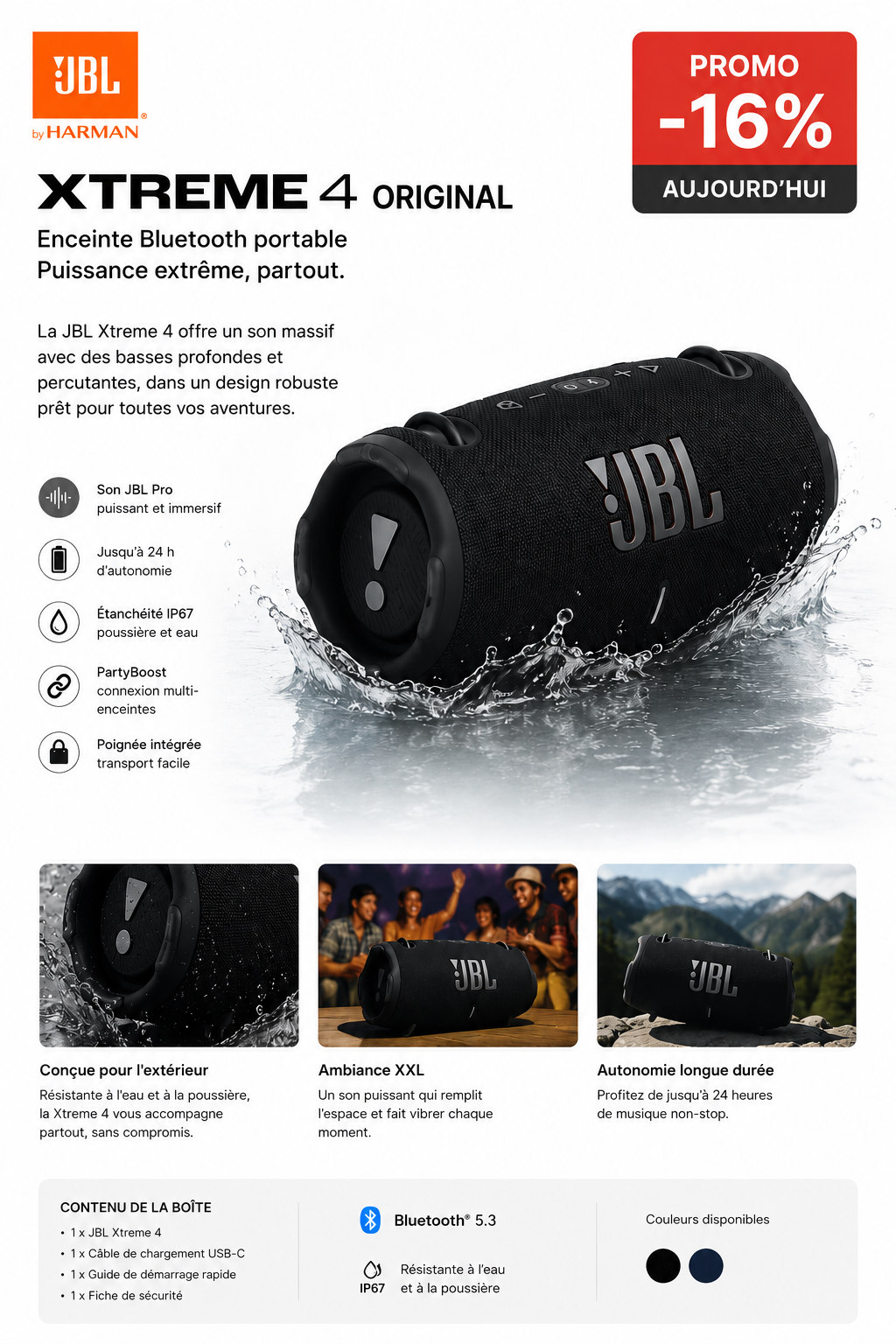 JBL Xtreme 4 - Enceinte Bluetooth Portable Ultra-Puissante