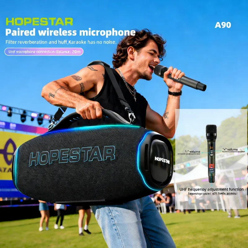 Enceinte Bluetooth HOPESTAR A90 - Puissance Sonore 700W et Karaoké RGB