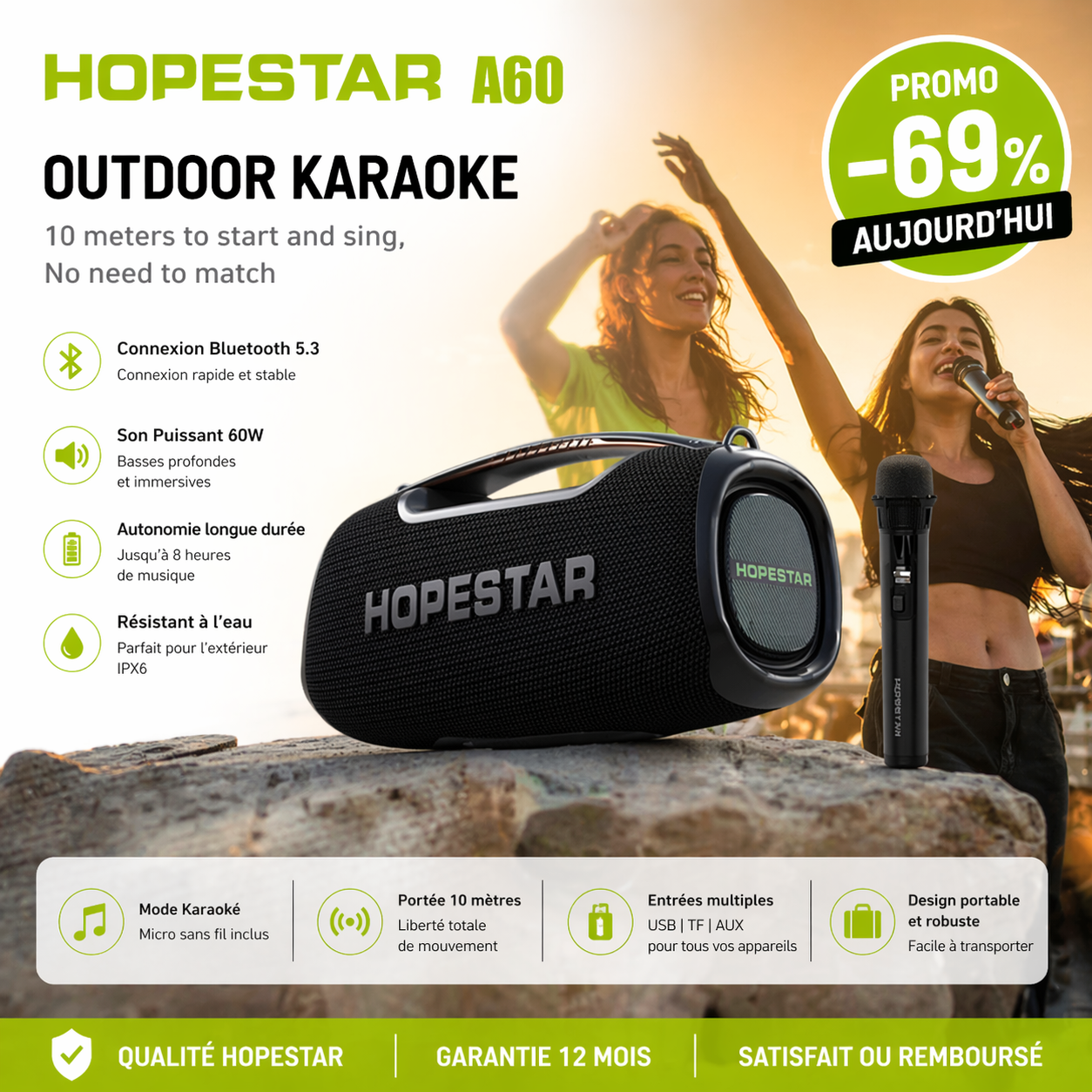 🔊 HOPESTAR A60 100W – La puissance sonore qui transforme chaque moment en fête