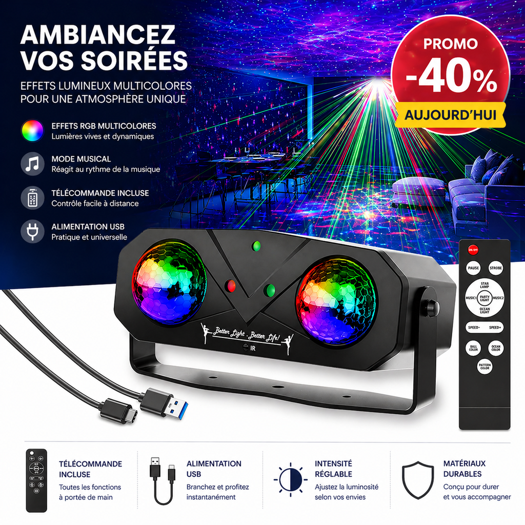 Projecteur Laser LED RGB avec Télécommande