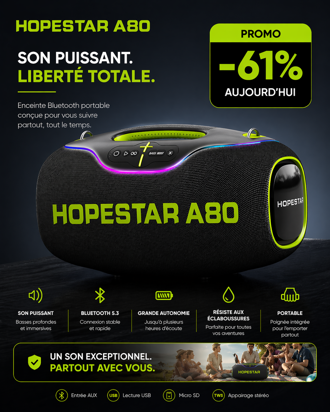 HOPESTAR A80 350W: L'Expérience Sonore Ultime