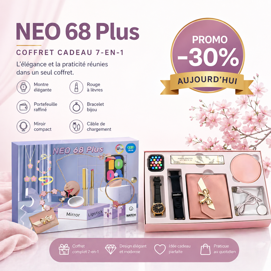 Coffret Smartwatch Femme NEO 68 Plus – Élégance & Technologie en un seul cadeau