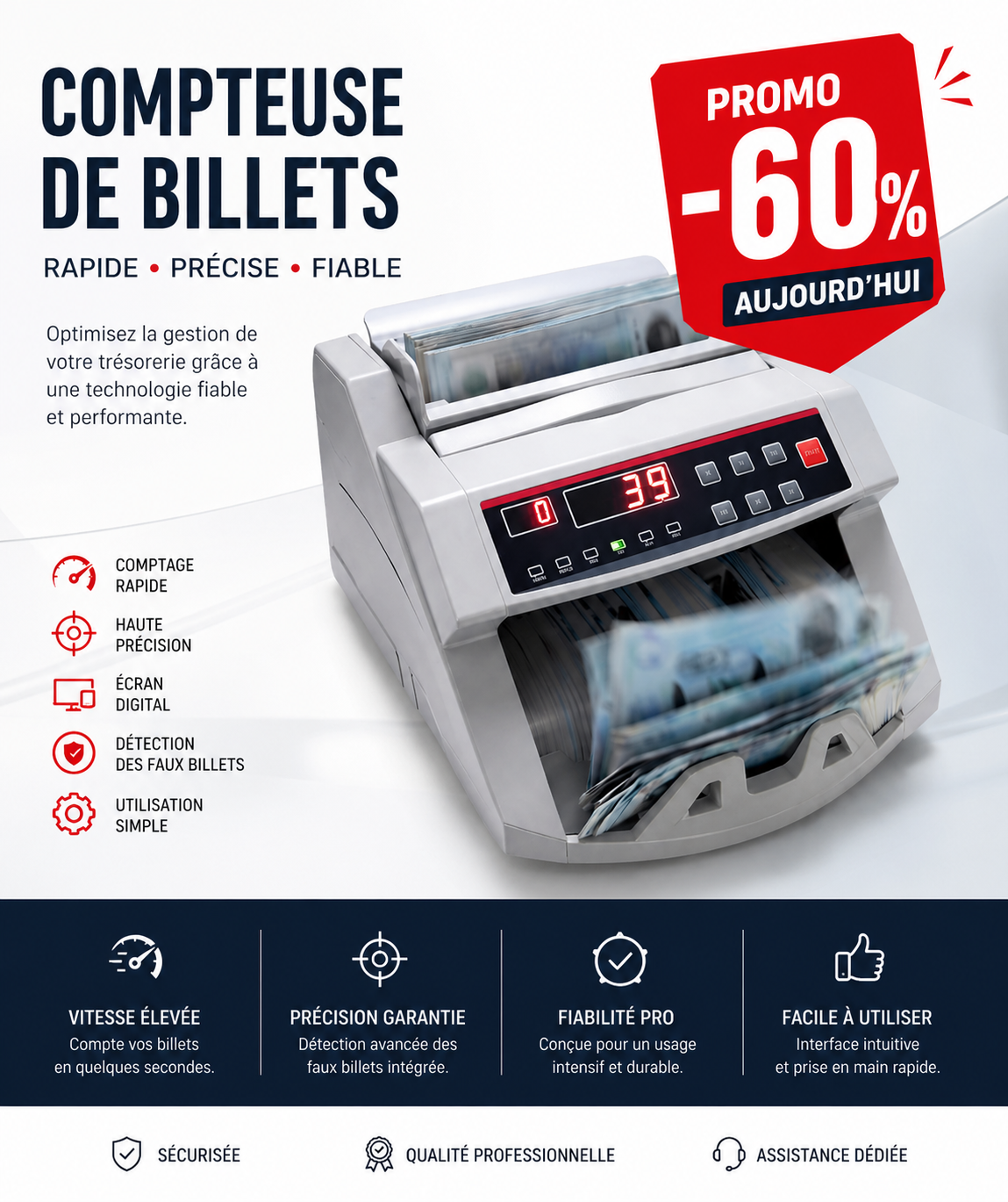 Compteuse de Billets Électrique Rapide : Gagnez du Temps