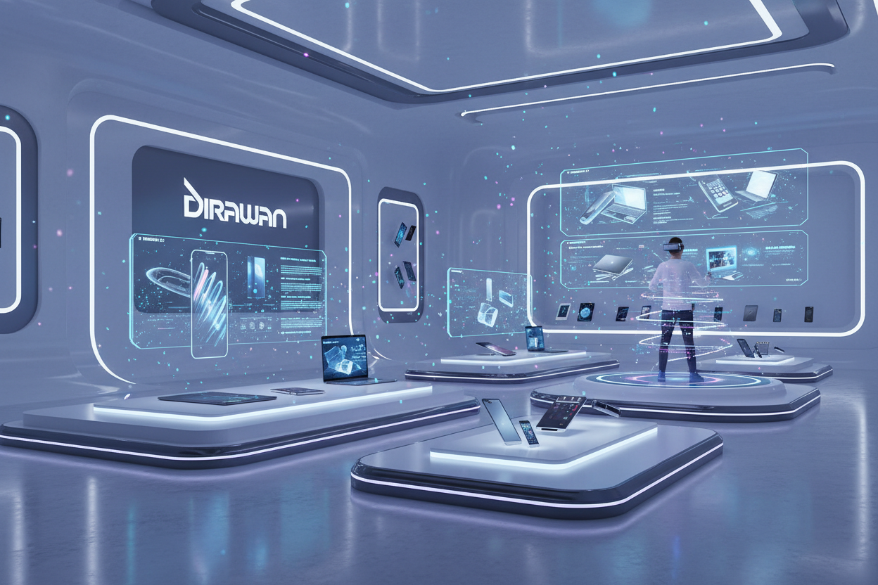 Image futuriste de la boutique d'électronique en ligne Dirawan